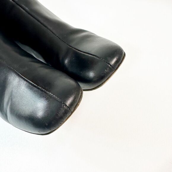 GUCCI Hasler Horsebit Black Leather Boot Size 39.5 US 9.5 Heeled Knee Square Toe - Picture 12 of 13